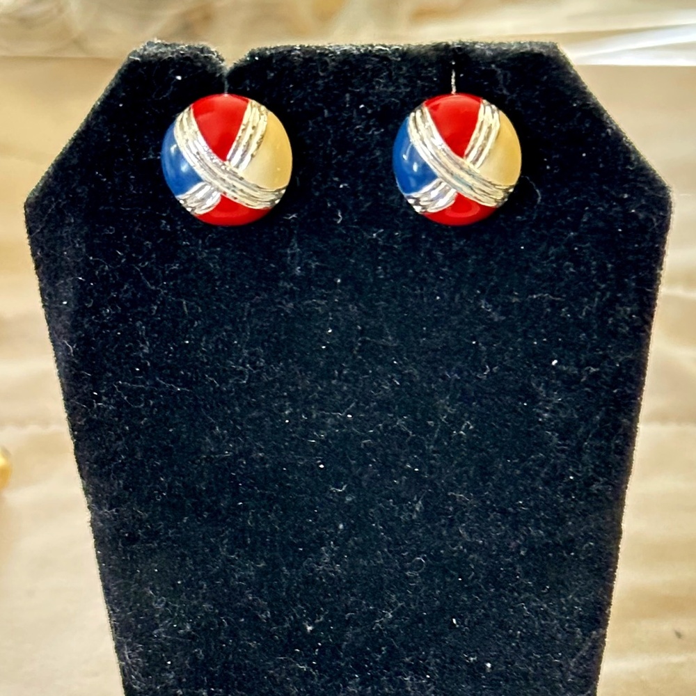 Silver w/red, white and blue stud Earrings